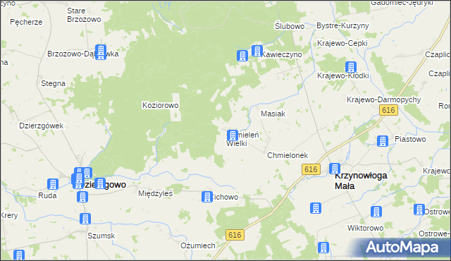 mapa Chmieleń Wielki, Chmieleń Wielki na mapie Targeo