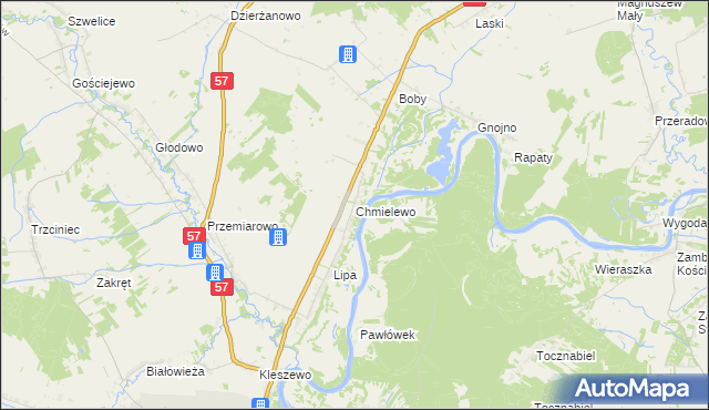 mapa Chmielewo gmina Pułtusk, Chmielewo gmina Pułtusk na mapie Targeo