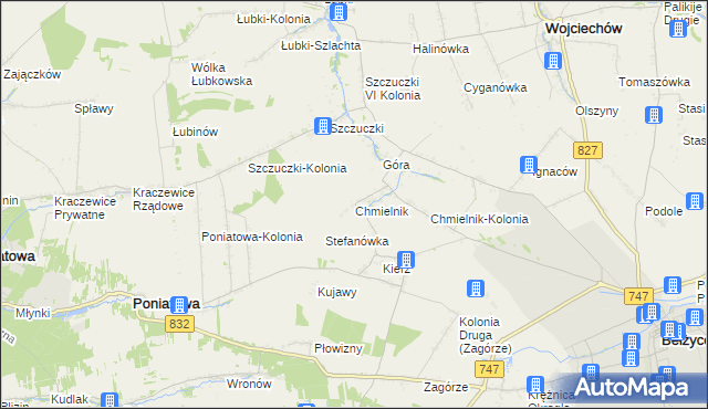 mapa Chmielnik gmina Bełżyce, Chmielnik gmina Bełżyce na mapie Targeo