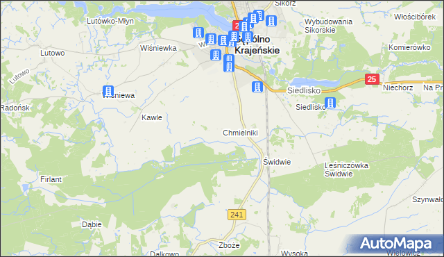 mapa Chmielniki gmina Sępólno Krajeńskie, Chmielniki gmina Sępólno Krajeńskie na mapie Targeo