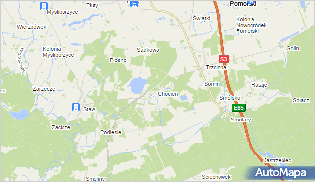 mapa Chocień, Chocień na mapie Targeo