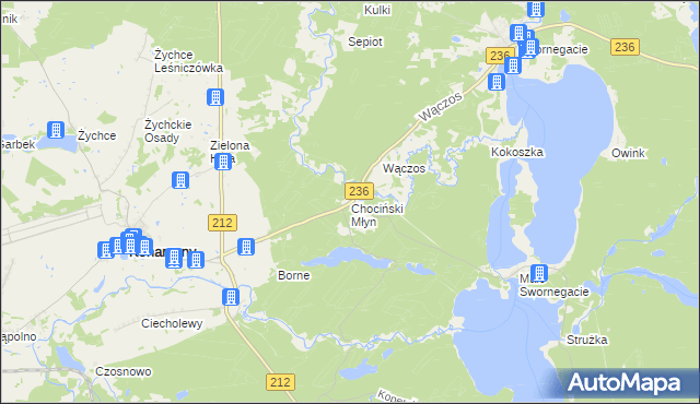 mapa Chociński Młyn, Chociński Młyn na mapie Targeo