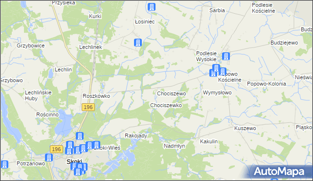 mapa Chociszewo gmina Skoki, Chociszewo gmina Skoki na mapie Targeo