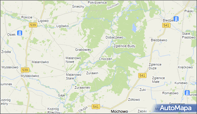 mapa Choczeń, Choczeń na mapie Targeo