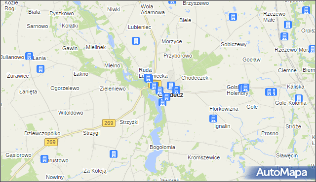 mapa Chodecz powiat włocławski, Chodecz powiat włocławski na mapie Targeo