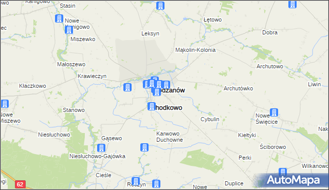 mapa Chodkowo-Działki, Chodkowo-Działki na mapie Targeo