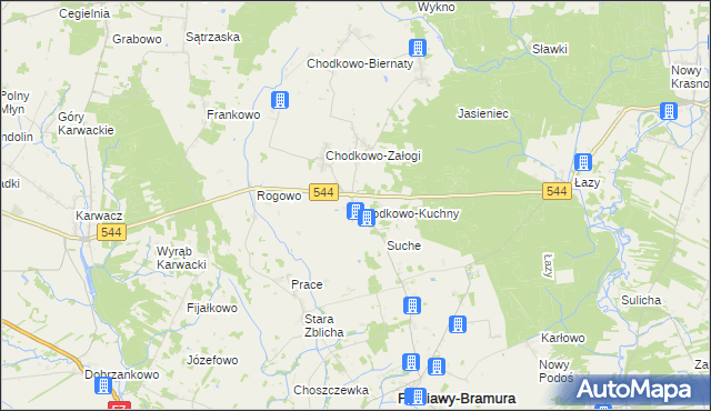 mapa Chodkowo-Kuchny, Chodkowo-Kuchny na mapie Targeo