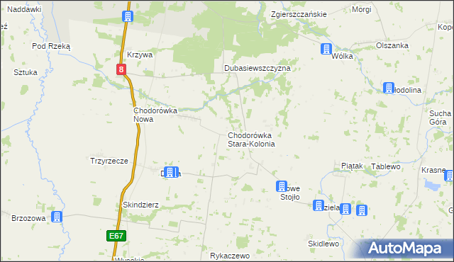 mapa Chodorówka Stara-Kolonia, Chodorówka Stara-Kolonia na mapie Targeo