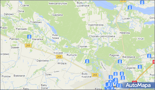 mapa Choinek, Choinek na mapie Targeo