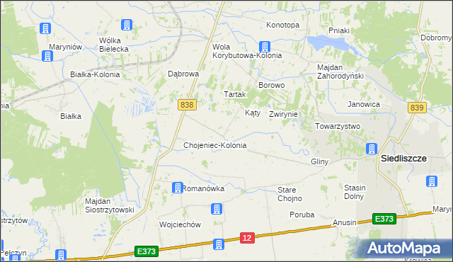 mapa Chojeniec, Chojeniec na mapie Targeo