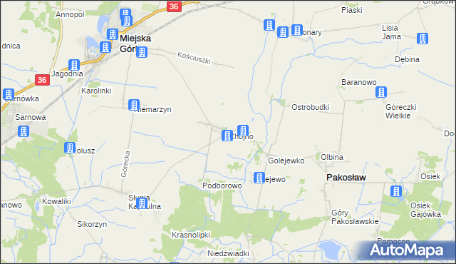 mapa Chojno gmina Pakosław, Chojno gmina Pakosław na mapie Targeo