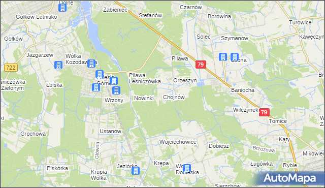 mapa Chojnów gmina Piaseczno, Chojnów gmina Piaseczno na mapie Targeo