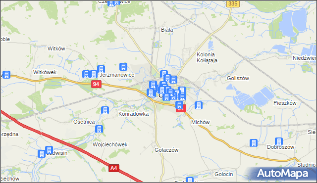 mapa Chojnów powiat legnicki, Chojnów powiat legnicki na mapie Targeo