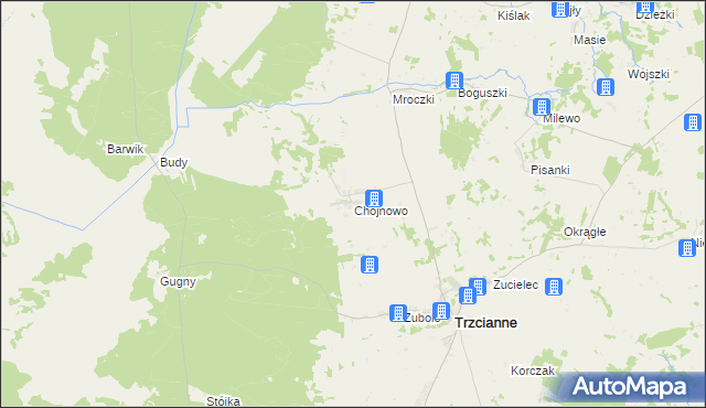 mapa Chojnowo gmina Trzcianne, Chojnowo gmina Trzcianne na mapie Targeo