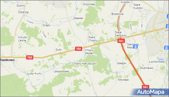 mapa Chojny Młode, Chojny Młode na mapie Targeo