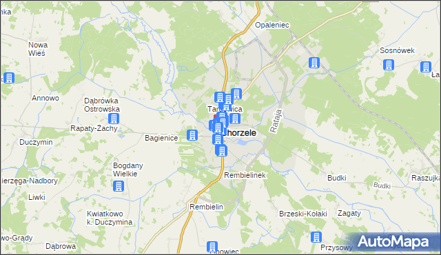 mapa Chorzele powiat przasnyski, Chorzele powiat przasnyski na mapie Targeo