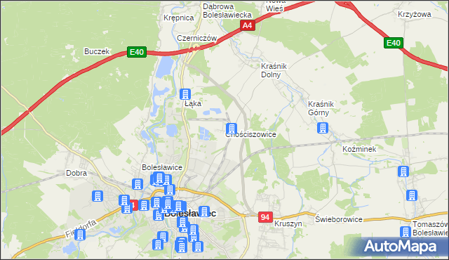 mapa Chościszowice, Chościszowice na mapie Targeo