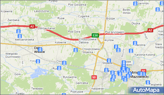 mapa Choszczówka Stojecka, Choszczówka Stojecka na mapie Targeo
