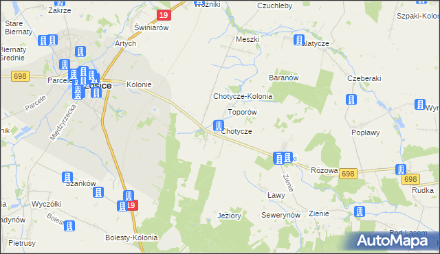 mapa Chotycze, Chotycze na mapie Targeo