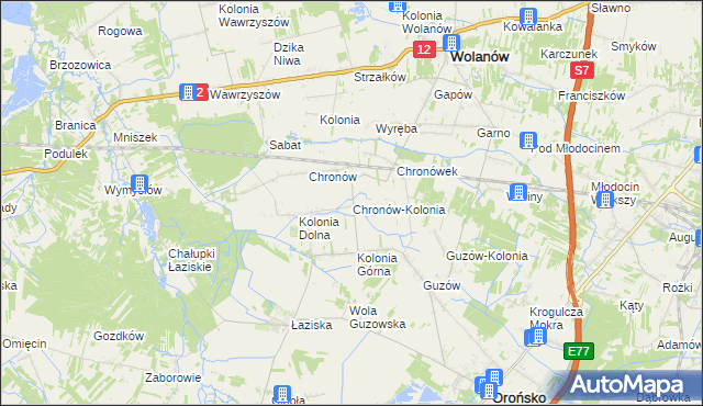 mapa Chronów-Kolonia, Chronów-Kolonia na mapie Targeo