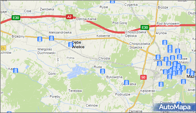 mapa Chrośla, Chrośla na mapie Targeo