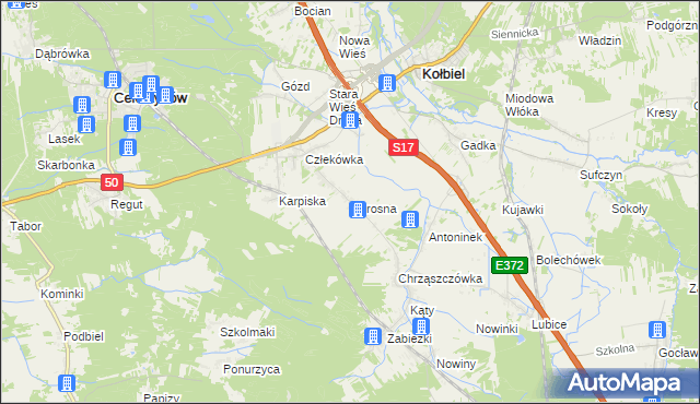 mapa Chrosna gmina Kołbiel, Chrosna gmina Kołbiel na mapie Targeo
