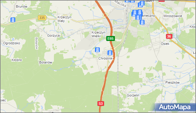 mapa Chróstnik, Chróstnik na mapie Targeo