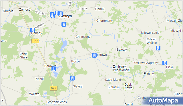 mapa Chrostowo gmina Troszyn, Chrostowo gmina Troszyn na mapie Targeo