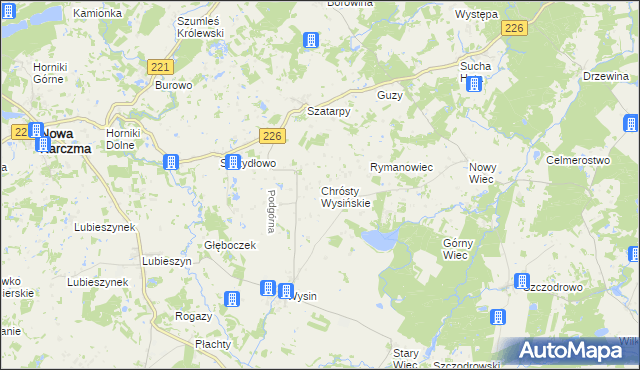 mapa Chrósty Wysińskie, Chrósty Wysińskie na mapie Targeo