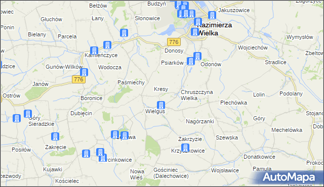 mapa Chruszczyna Mała, Chruszczyna Mała na mapie Targeo