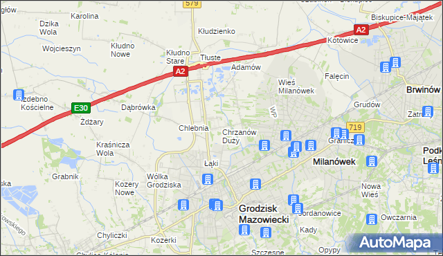 mapa Chrzanów Duży, Chrzanów Duży na mapie Targeo