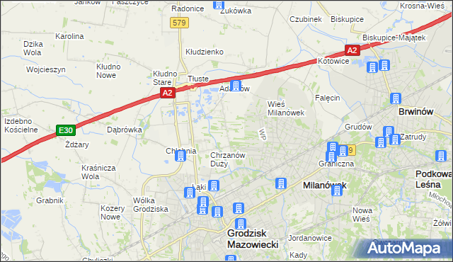 mapa Chrzanów Mały, Chrzanów Mały na mapie Targeo
