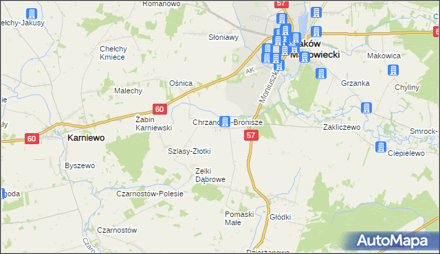 mapa Chrzanowo gmina Szelków, Chrzanowo gmina Szelków na mapie Targeo