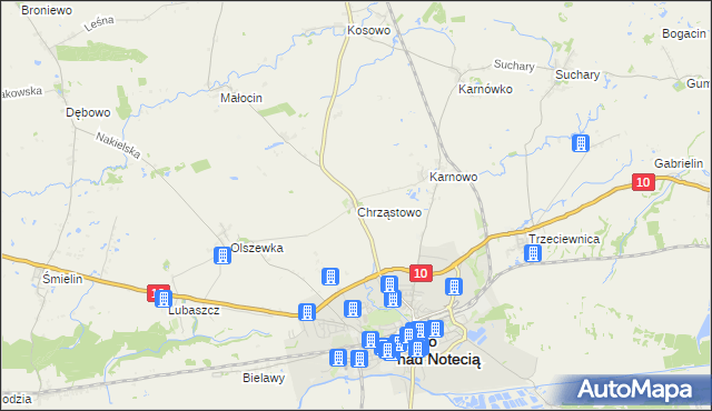 mapa Chrząstowo gmina Nakło nad Notecią, Chrząstowo gmina Nakło nad Notecią na mapie Targeo