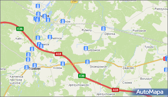 mapa Chudzowice, Chudzowice na mapie Targeo