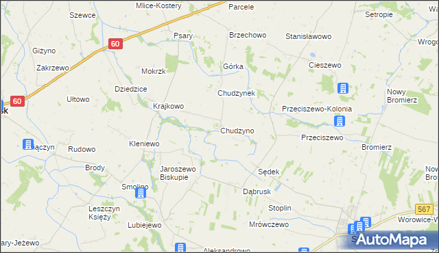 mapa Chudzyno, Chudzyno na mapie Targeo