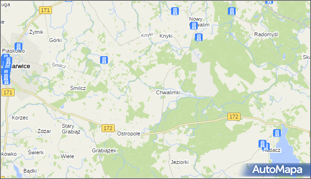 mapa Chwalimki, Chwalimki na mapie Targeo