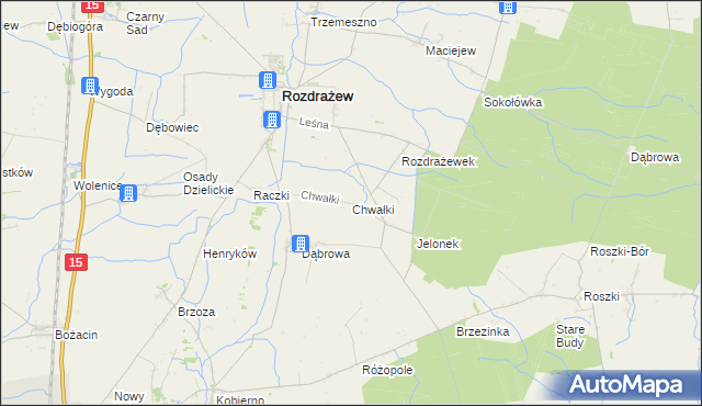 mapa Chwałki gmina Rozdrażew, Chwałki gmina Rozdrażew na mapie Targeo