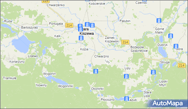 mapa Chwarzno, Chwarzno na mapie Targeo