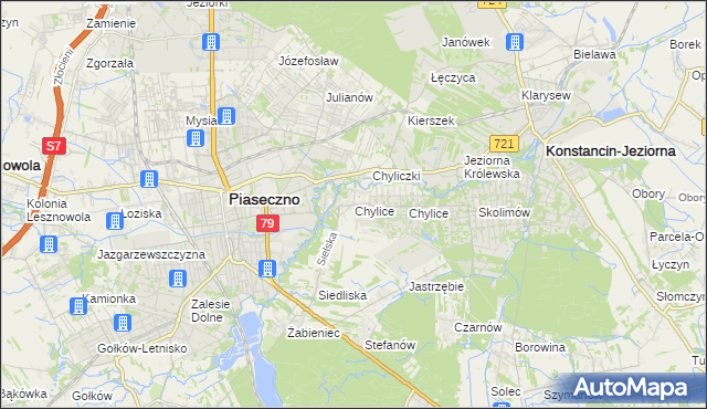 mapa Chylice gmina Piaseczno, Chylice gmina Piaseczno na mapie Targeo