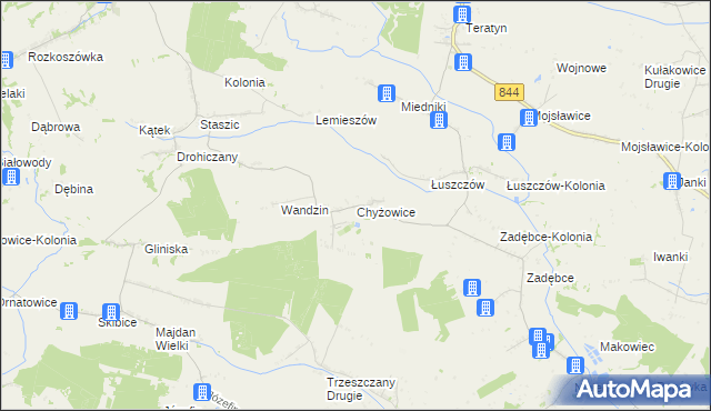 mapa Chyżowice, Chyżowice na mapie Targeo