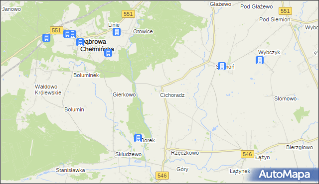 mapa Cichoradz, Cichoradz na mapie Targeo