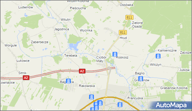 mapa Cicibór Mały, Cicibór Mały na mapie Targeo