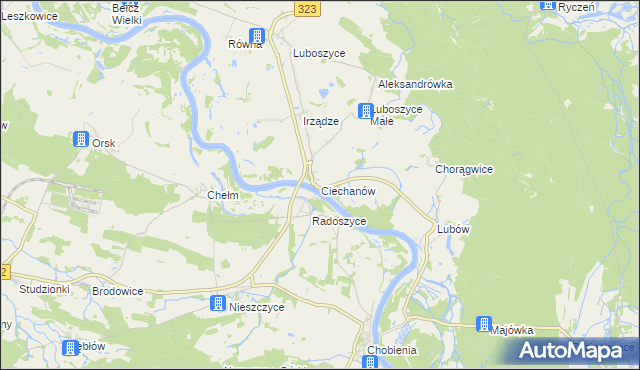 mapa Ciechanów gmina Jemielno, Ciechanów gmina Jemielno na mapie Targeo