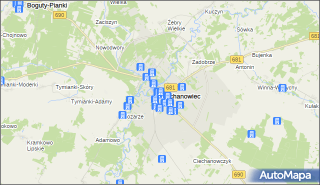 mapa Ciechanowiec, Ciechanowiec na mapie Targeo