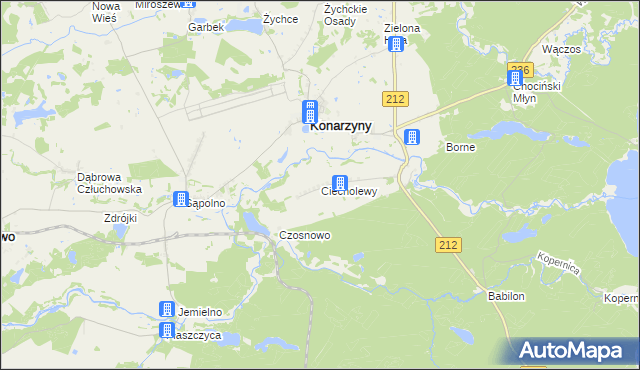 mapa Ciecholewy gmina Konarzyny, Ciecholewy gmina Konarzyny na mapie Targeo