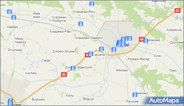 mapa Cieciersk, Cieciersk na mapie Targeo