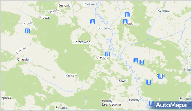 mapa Cieciory, Cieciory na mapie Targeo