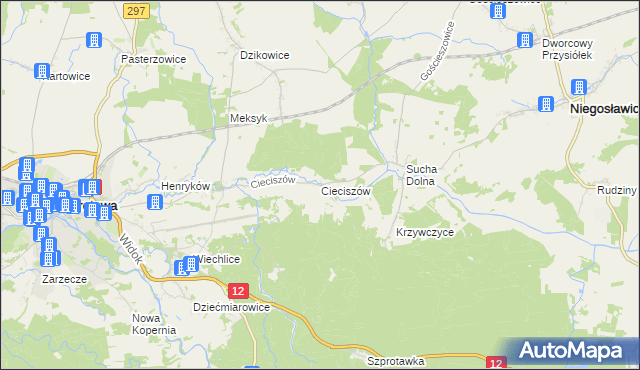 mapa Cieciszów, Cieciszów na mapie Targeo