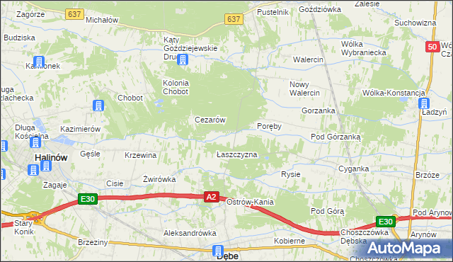 mapa Cięciwa gmina Dębe Wielkie, Cięciwa gmina Dębe Wielkie na mapie Targeo
